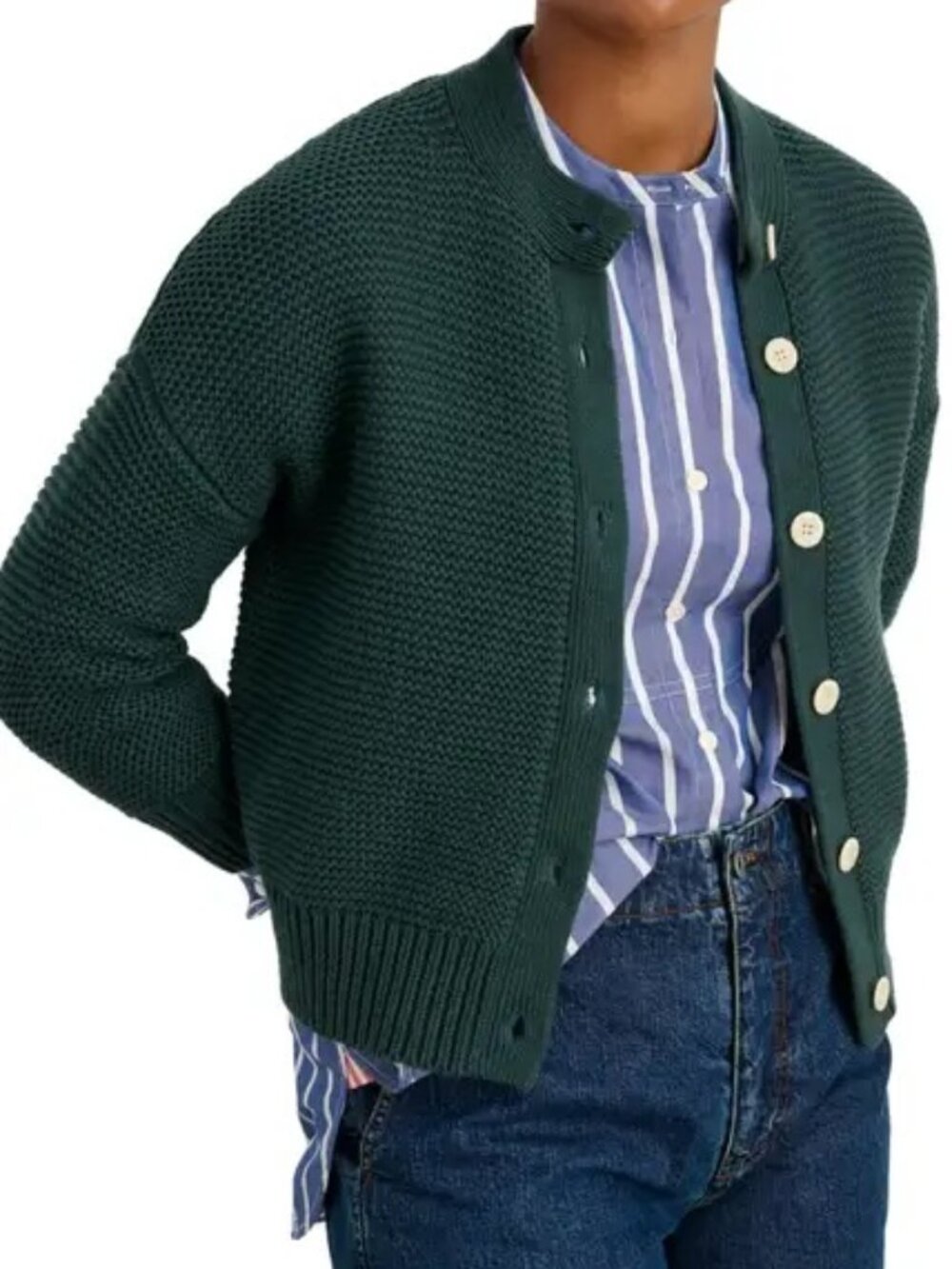 Alex Mill Chunky Cardigan, Dark Spruce Medium